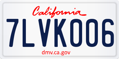 CA license plate 7LVK006