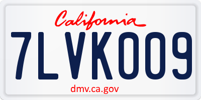 CA license plate 7LVK009