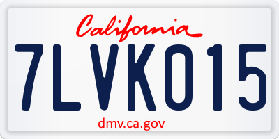 CA license plate 7LVK015