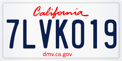 CA license plate 7LVK019