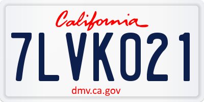 CA license plate 7LVK021