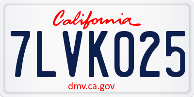 CA license plate 7LVK025