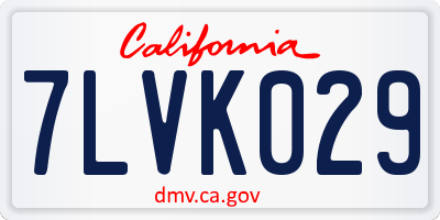 CA license plate 7LVK029