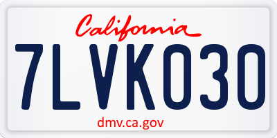 CA license plate 7LVK030