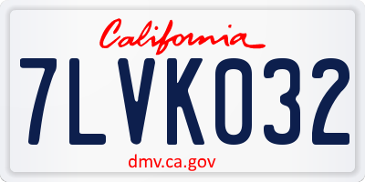 CA license plate 7LVK032