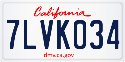 CA license plate 7LVK034