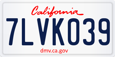 CA license plate 7LVK039
