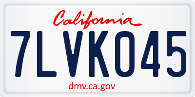 CA license plate 7LVK045