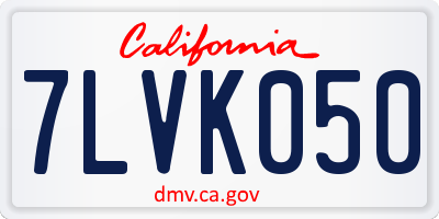 CA license plate 7LVK050