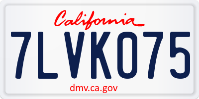 CA license plate 7LVK075