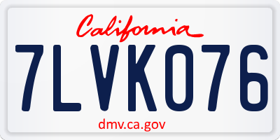 CA license plate 7LVK076