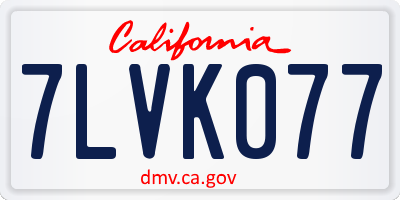 CA license plate 7LVK077