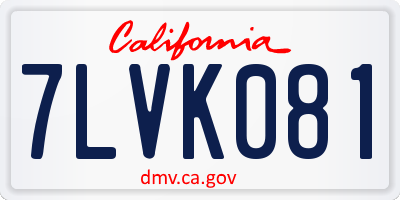CA license plate 7LVK081