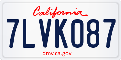 CA license plate 7LVK087