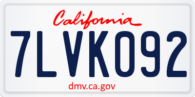 CA license plate 7LVK092