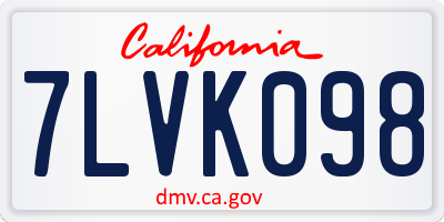 CA license plate 7LVK098