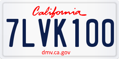 CA license plate 7LVK100