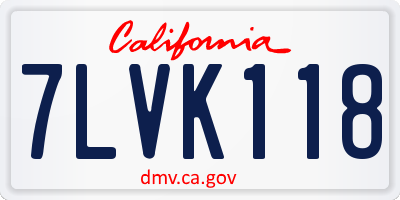 CA license plate 7LVK118