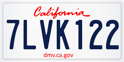 CA license plate 7LVK122
