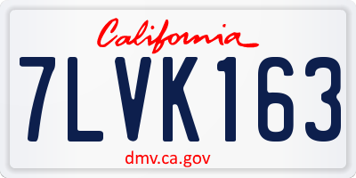CA license plate 7LVK163