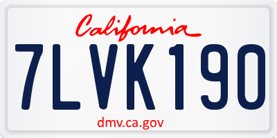 CA license plate 7LVK190