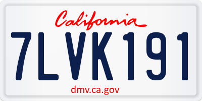CA license plate 7LVK191
