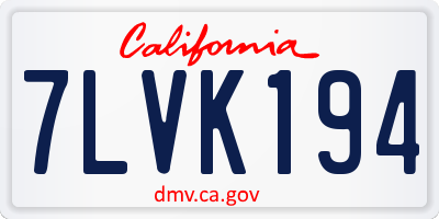 CA license plate 7LVK194