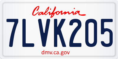 CA license plate 7LVK205