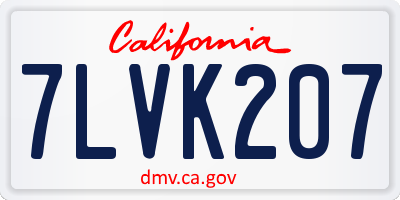 CA license plate 7LVK207