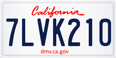 CA license plate 7LVK210