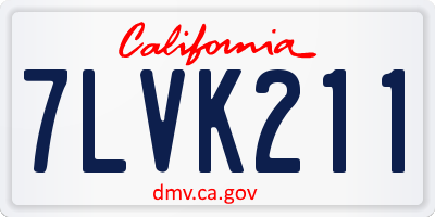 CA license plate 7LVK211