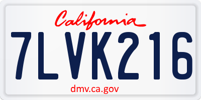 CA license plate 7LVK216