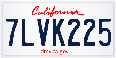 CA license plate 7LVK225