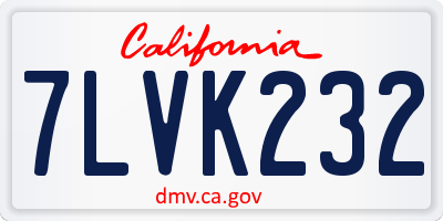 CA license plate 7LVK232