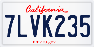 CA license plate 7LVK235