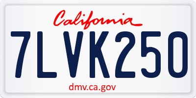 CA license plate 7LVK250