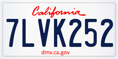 CA license plate 7LVK252