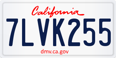 CA license plate 7LVK255