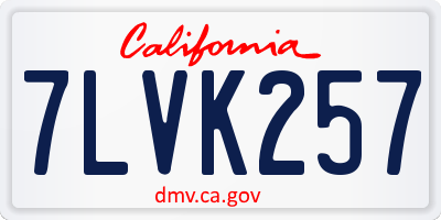 CA license plate 7LVK257