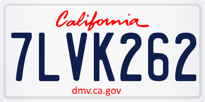 CA license plate 7LVK262