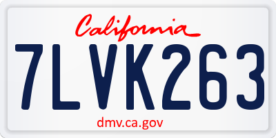 CA license plate 7LVK263