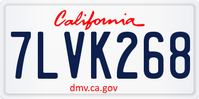 CA license plate 7LVK268