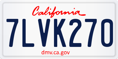 CA license plate 7LVK270