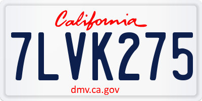 CA license plate 7LVK275