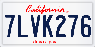 CA license plate 7LVK276