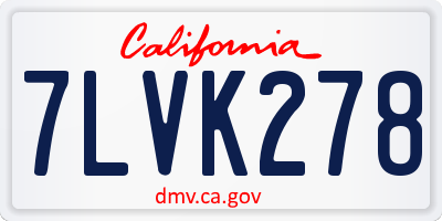 CA license plate 7LVK278