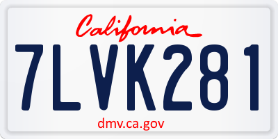 CA license plate 7LVK281