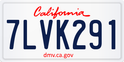 CA license plate 7LVK291