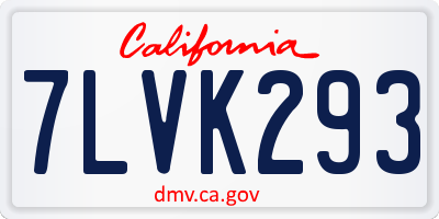 CA license plate 7LVK293