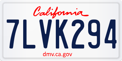 CA license plate 7LVK294